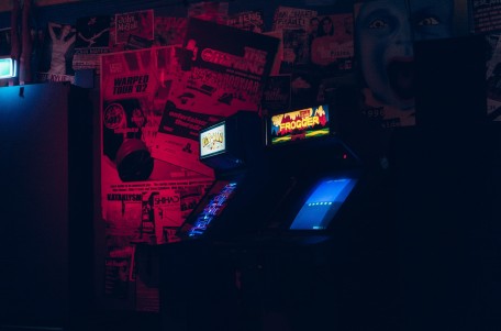 Retro-themed gaming room with arcade games.jpg