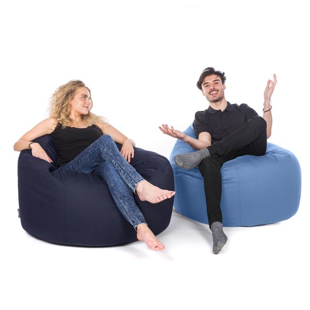 Cotton Bean Bag Chair - Navy and Sky Blue