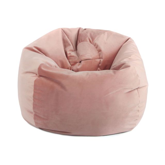Designer Velvet Retro Classic Bean Bag - Blush Pink