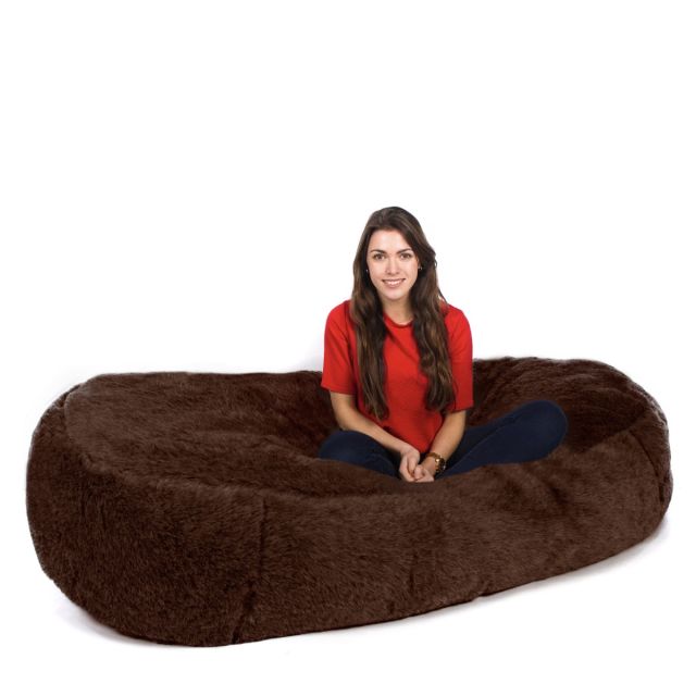 Faux Fur Sofa Bed Bean Bag - Brown Bear (Brown Long Pile)