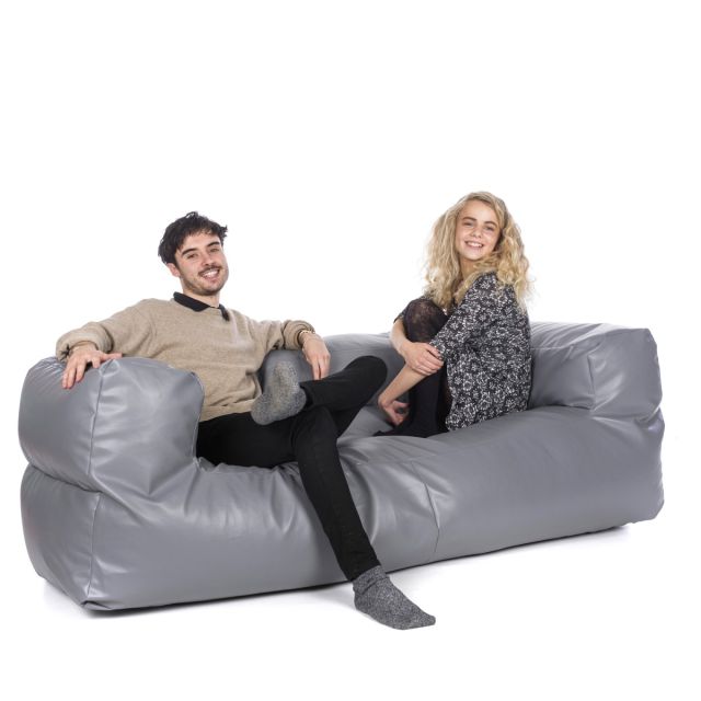 Faux Leather Couch Bean Bag - Grey