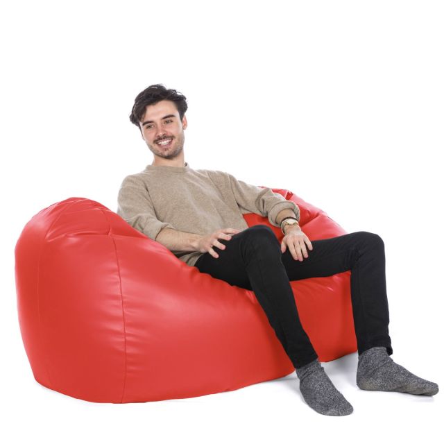 Faux Leather Settee Bean Bag - Red