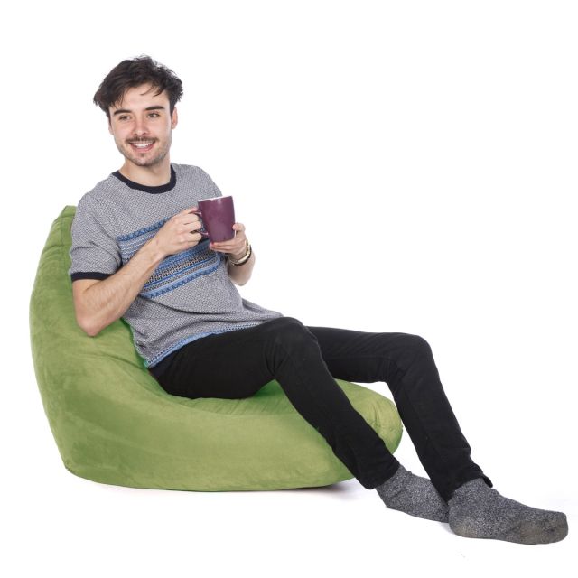 Faux Suede Wedgie Bean Bag - Lime Green