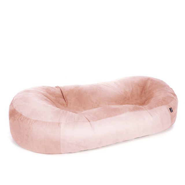 Designer Velvet Sofabed Bean Bag - Blush Pink