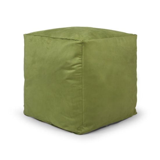 Faux Suede Cube Bean Bag - Lime Green (Side)