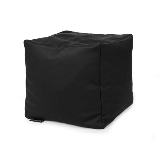 Real Leather Cube Bean Bag - Black