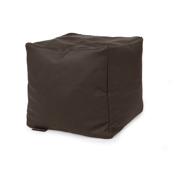 Real Leather Cube Bean Bag - Chocolate Brown