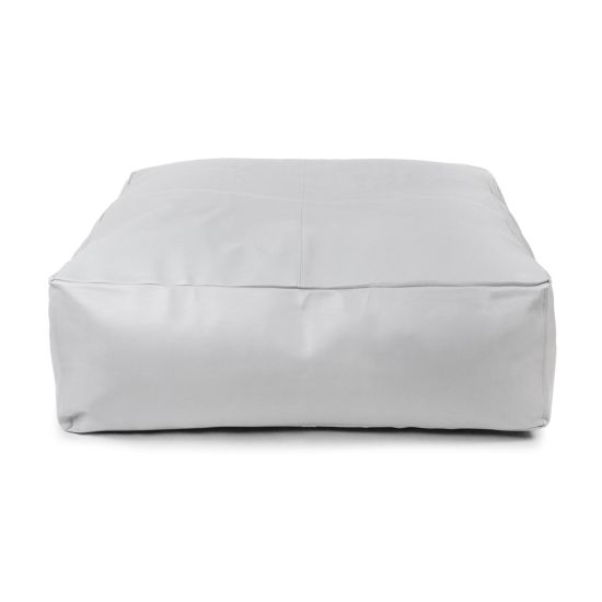 Real Leather Square Bean Bag - White
