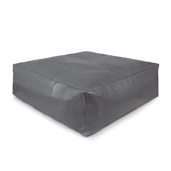 Faux Leather Square Bean Bag - Grey