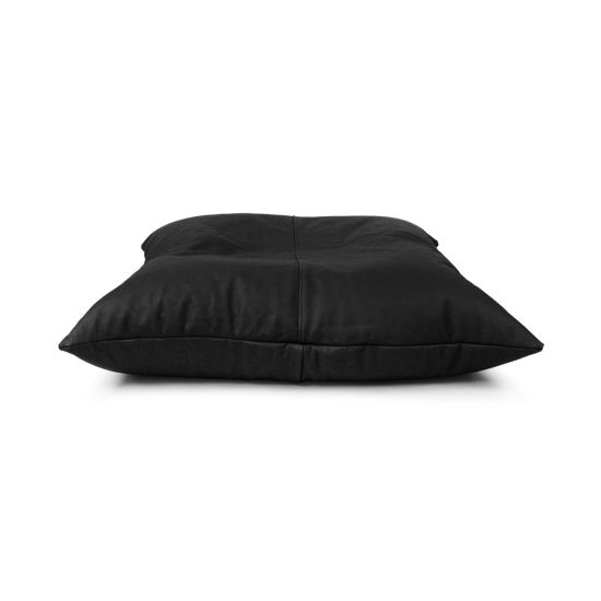 Real Leather Cushion Bean Bag - Black
