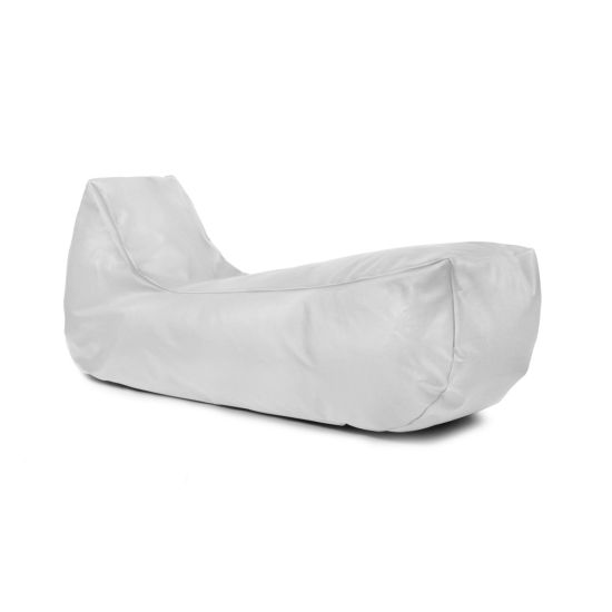 Real Leather Recliner Bean Bag - White