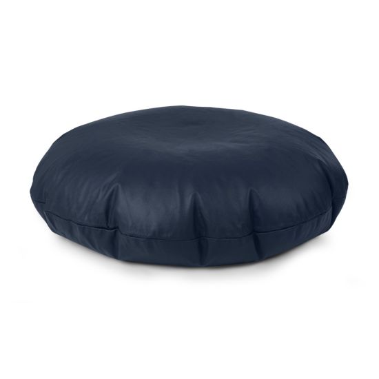 Real Leather Cushion Bean Bag - Round - Blue