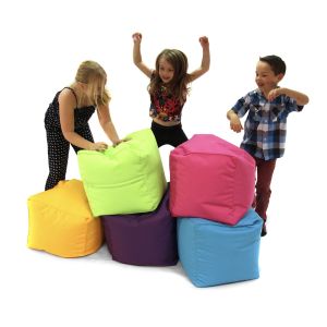 Fun!ture Childrens Water Resistant White Quilted Cube Bean Bag 