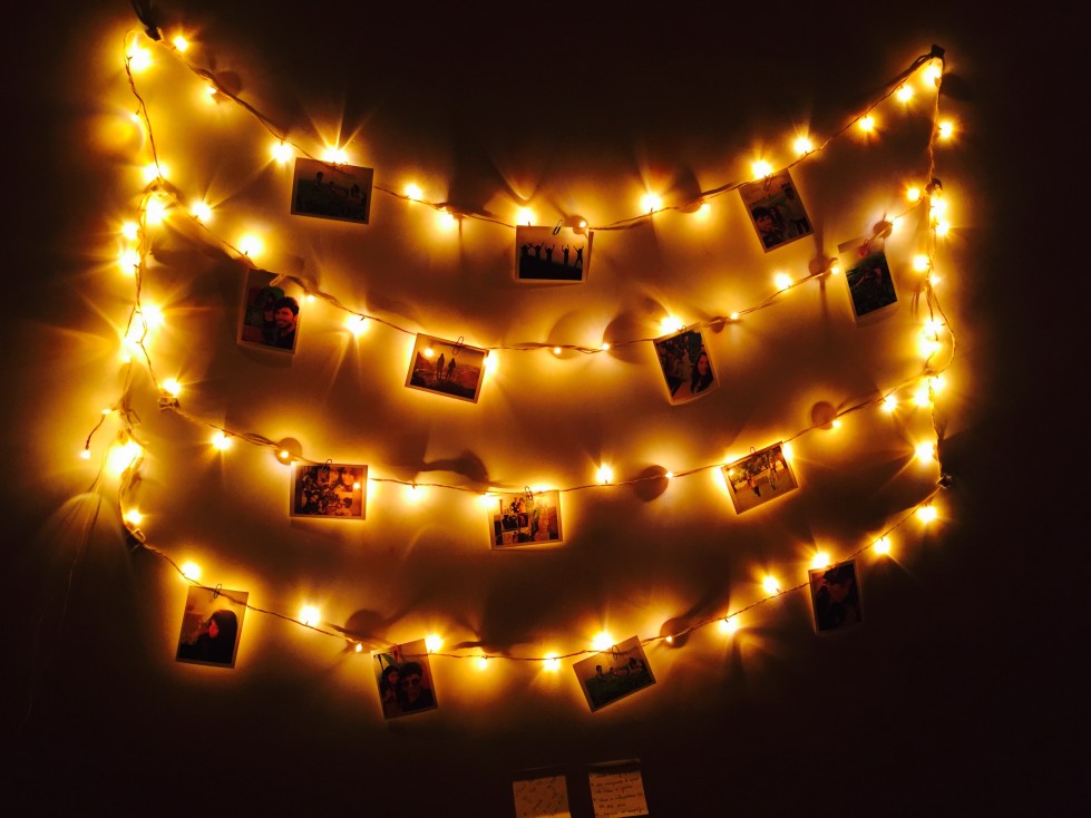 Photo display with fairly lights