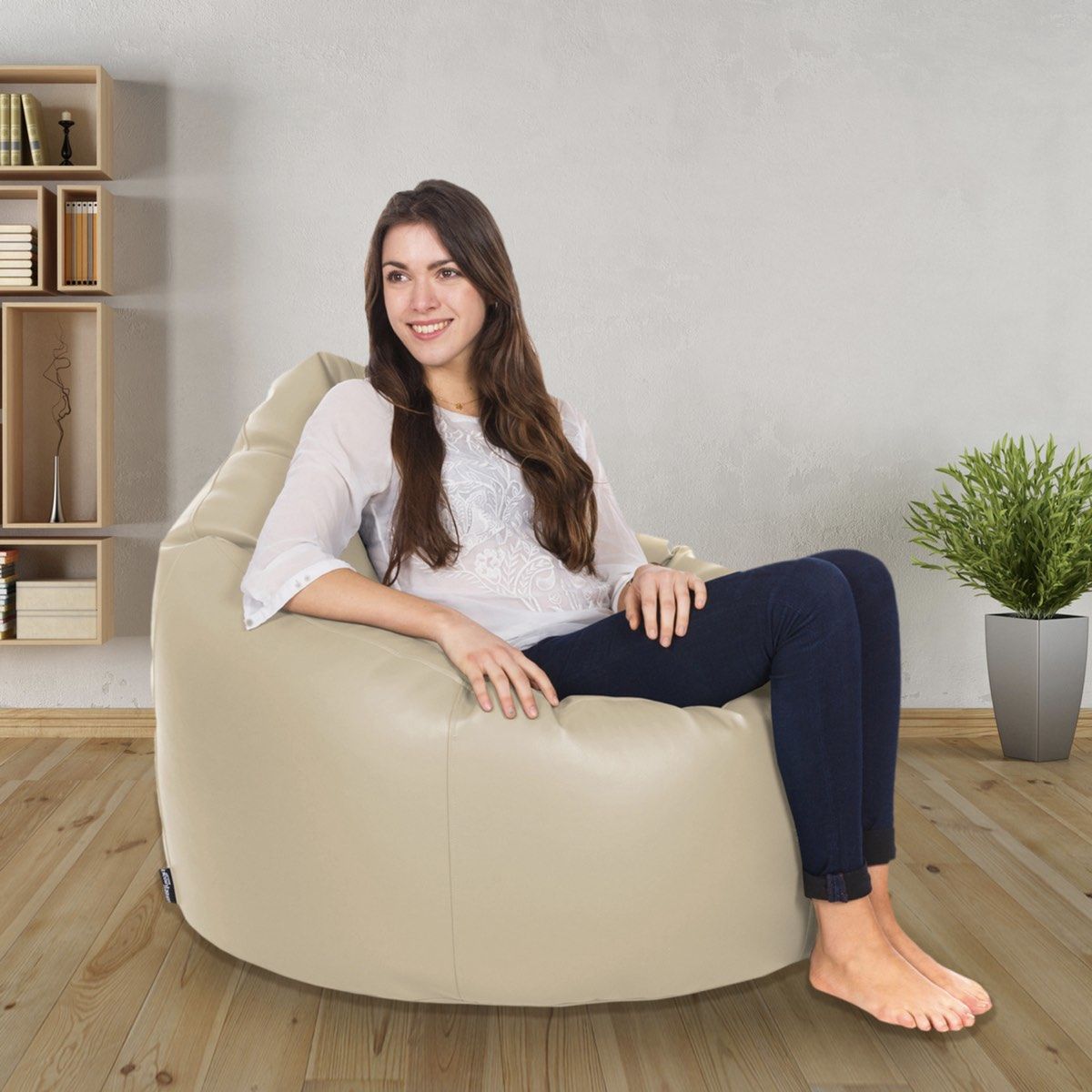 An image of the Real Leather Bean Bag Chair from GreatBeanBags